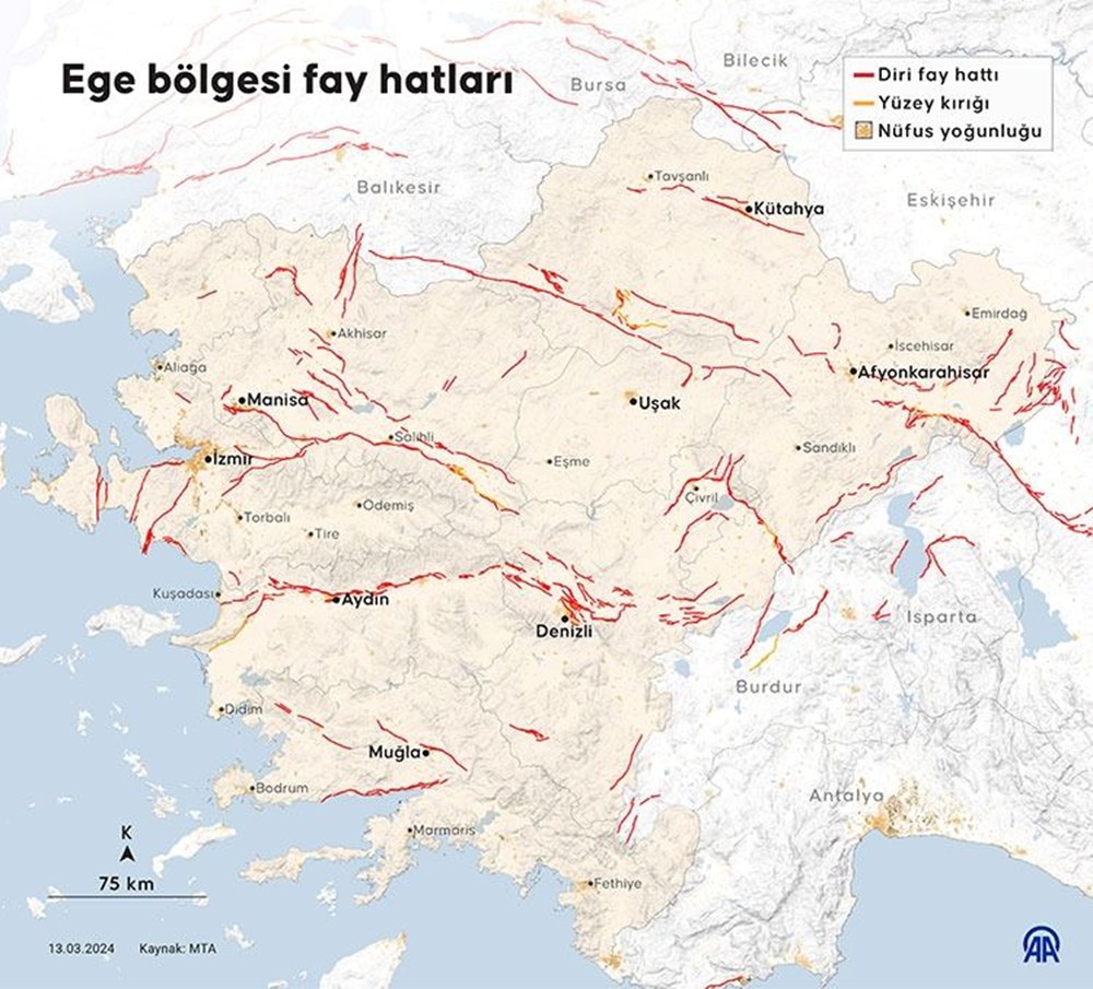 Ege Bölgesi'nde deprem riski olmayan yerler: Evimin altından fay hattı geçiyor mu? (2025 MTA yenilenmiş diri fay haritası) - 5