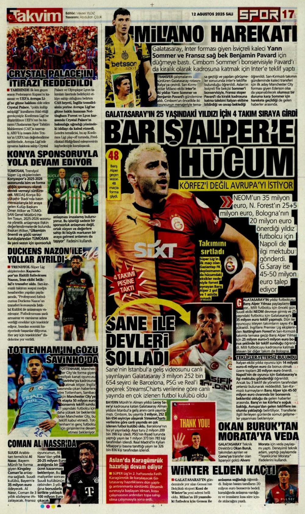 "Altyapıya Osimhen menüsü" (12 Ağustos spor manşetleri) - 24