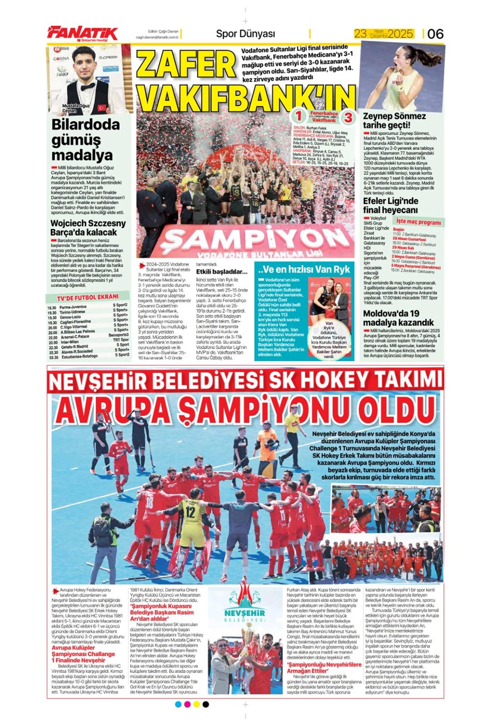 "Aslan finale kükredi" (23 Nisan 2025 spor manşetleri) - 5