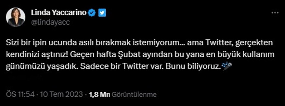 Twitter CEO'su Linda Yaccarino: "Twitter en büyük kullanım gününü yaşadı" - 1