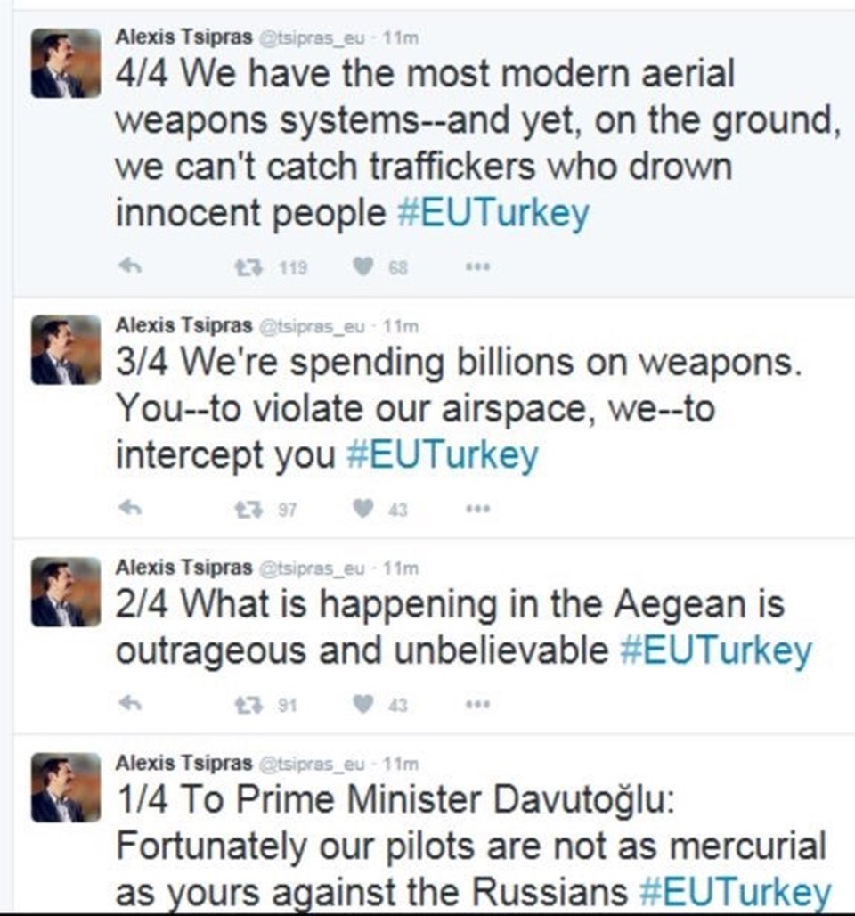 Çipras, Rus uçağıyla ilgili tweet attı; Davutoğlu eleştirince sildi - 1