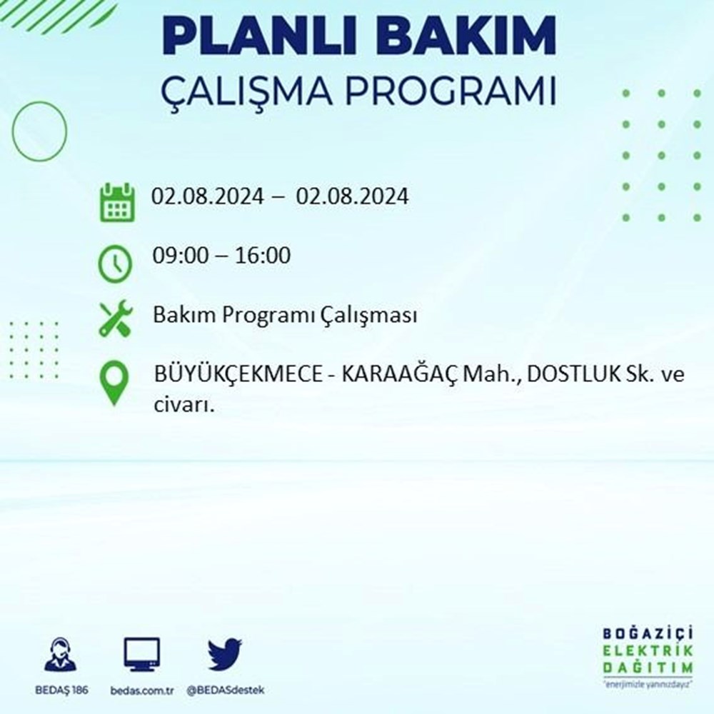 İstanbul'un 22 ilçesinde elektrik kesintisi: Elektrikler ne zaman gelecek? (2 Ağustos BEDAŞ kesinti programı) - 24