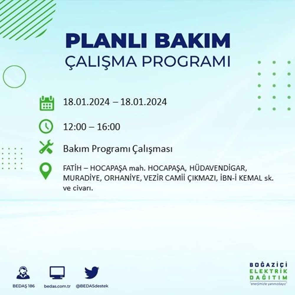 İstanbul'un 17 ilçesinde elektrik kesintisi: Elektrikler ne zaman gelecek? (18 Ocak BEDAŞ kesinti programı) - 28