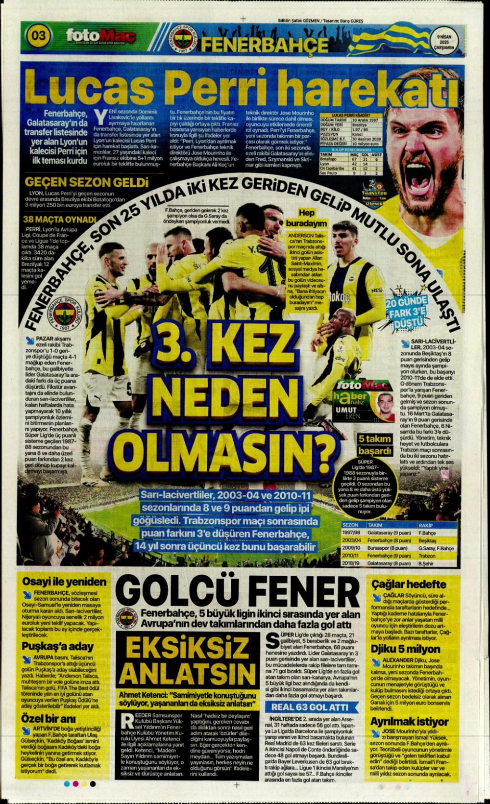 "Kevin De Bruyne derbisi" (9 Nisan 2025 spor manşetleri) - 11