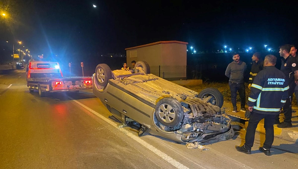 Takla atan otomobil yaklaşık 50 metre sürüklendi