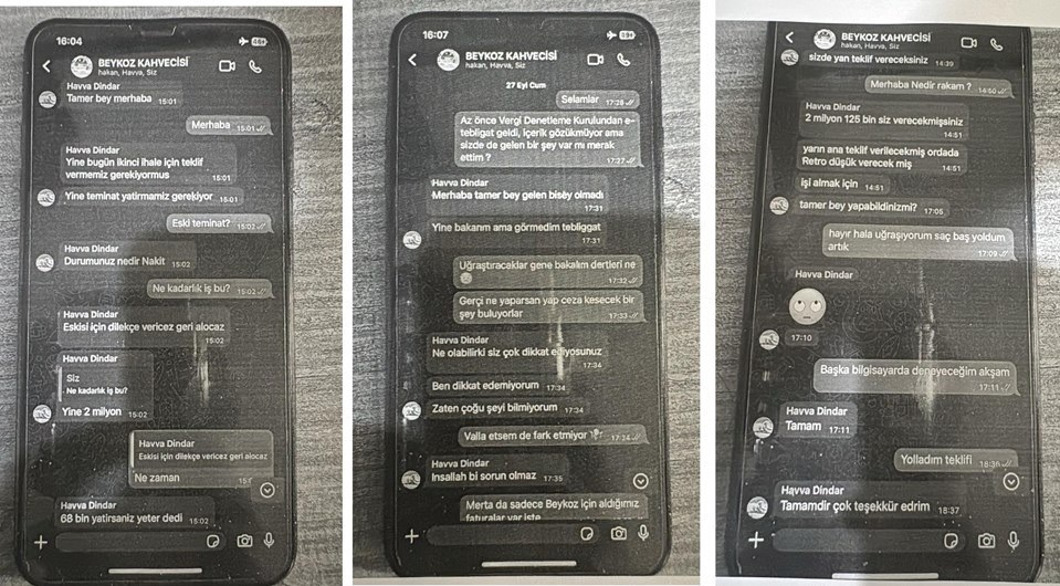 Soruşturmaya ilişkin WhatsApp yazışmaları da dosyaya girdi.
