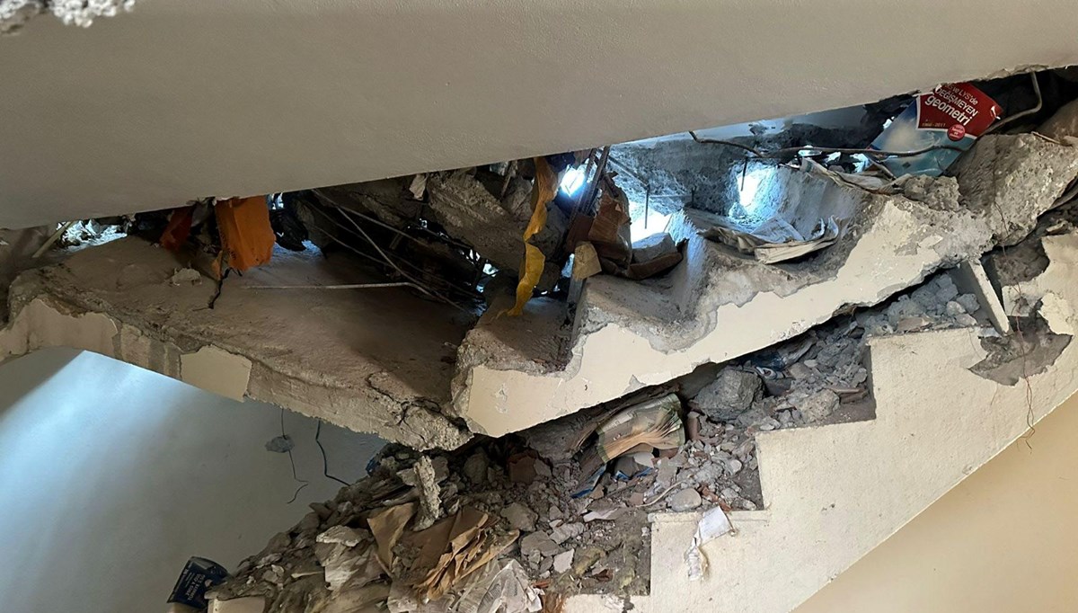 İşçi kesilen kolon ile beton blok arasına sıkıştı İşçi kesilen kolon ile beton blok arasına sıkıştı