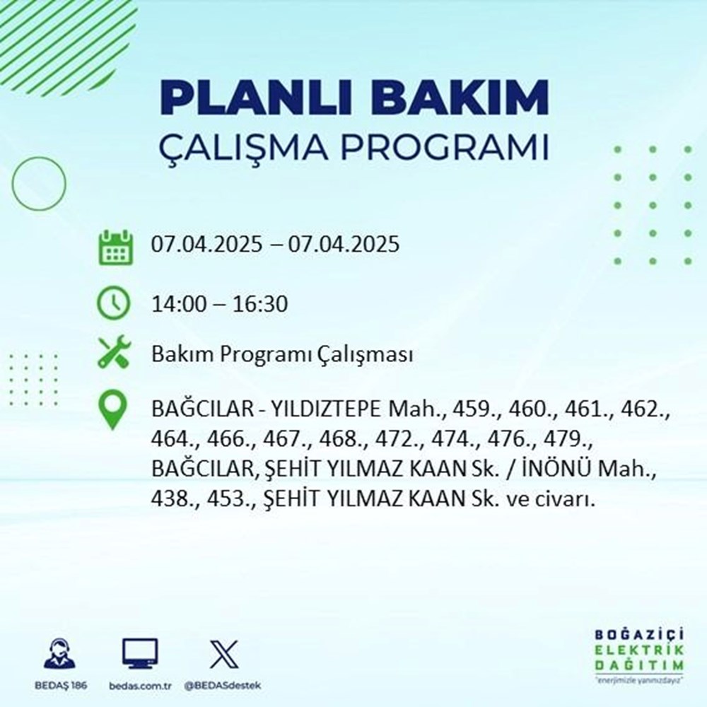 İstanbul'un 21 ilçesinde elektrik kesintisi: Elektrikler ne vakit gelecek? 9 saat sürecek (7 Nisan BEDAŞ kesinti programı) 76 9ge35WWL9kOYHCvzZSyMFw