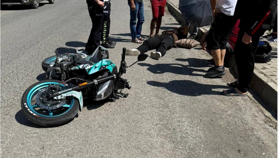 Motosiklet sürücüsü kazaya karıştı