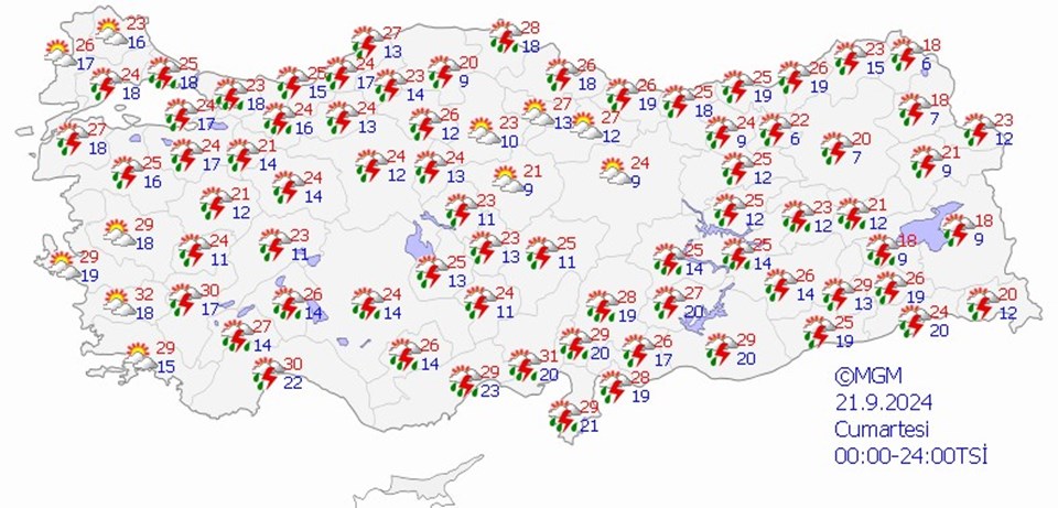 Yarın hava nasıl olacak? 21 Eylül 2024 hava durumu tahminleri - 1