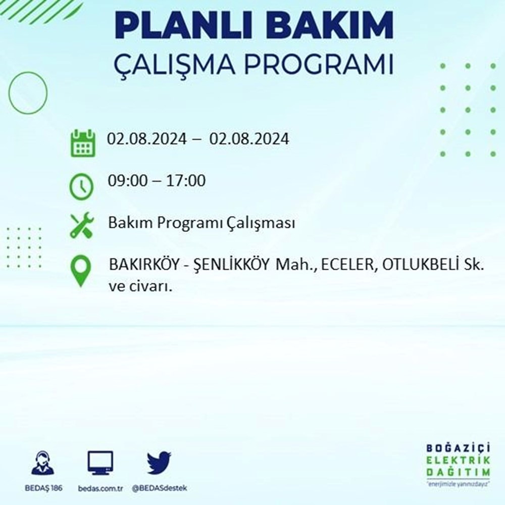 İstanbul'un 22 ilçesinde elektrik kesintisi: Elektrikler ne zaman gelecek? (2 Ağustos BEDAŞ kesinti programı) - 12