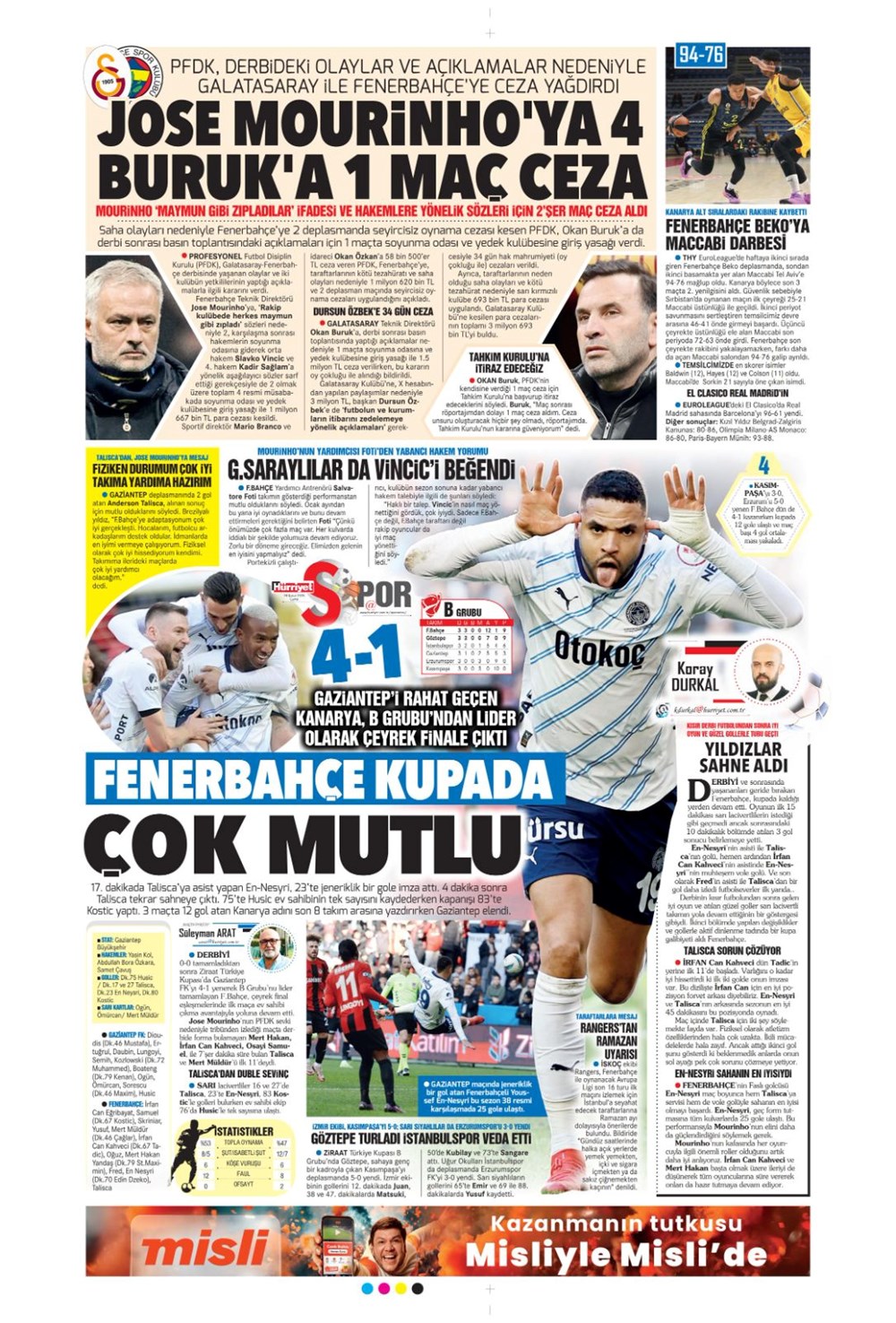 "Çeyrek finalde derbi var" (28 Şubat 2025 spor manşetleri) - 11
