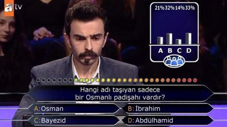 kim milyoner olmak ister e damga vuran soru hangi adi tasiyan sadece bir osmanli padisahi vardir magazin haberleri ntv