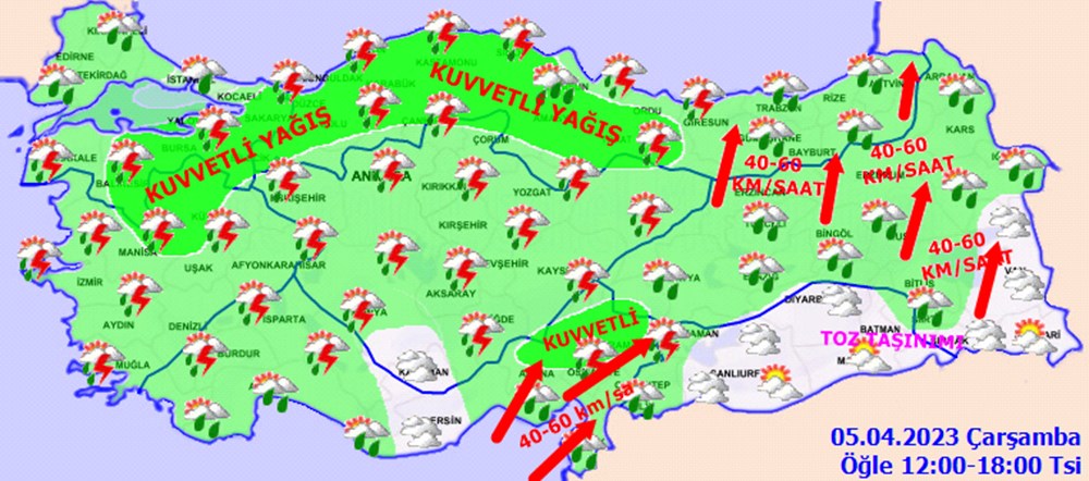 الأرصاد التركية تطلق التحذير الأصفر والبرتقالي في 41 مدينة 1 تحذير بـ 41: عاصفة ، حمل غبار ، أمطار غزيرة (كيف سيكون الطقس هذا الأسبوع؟) - 4