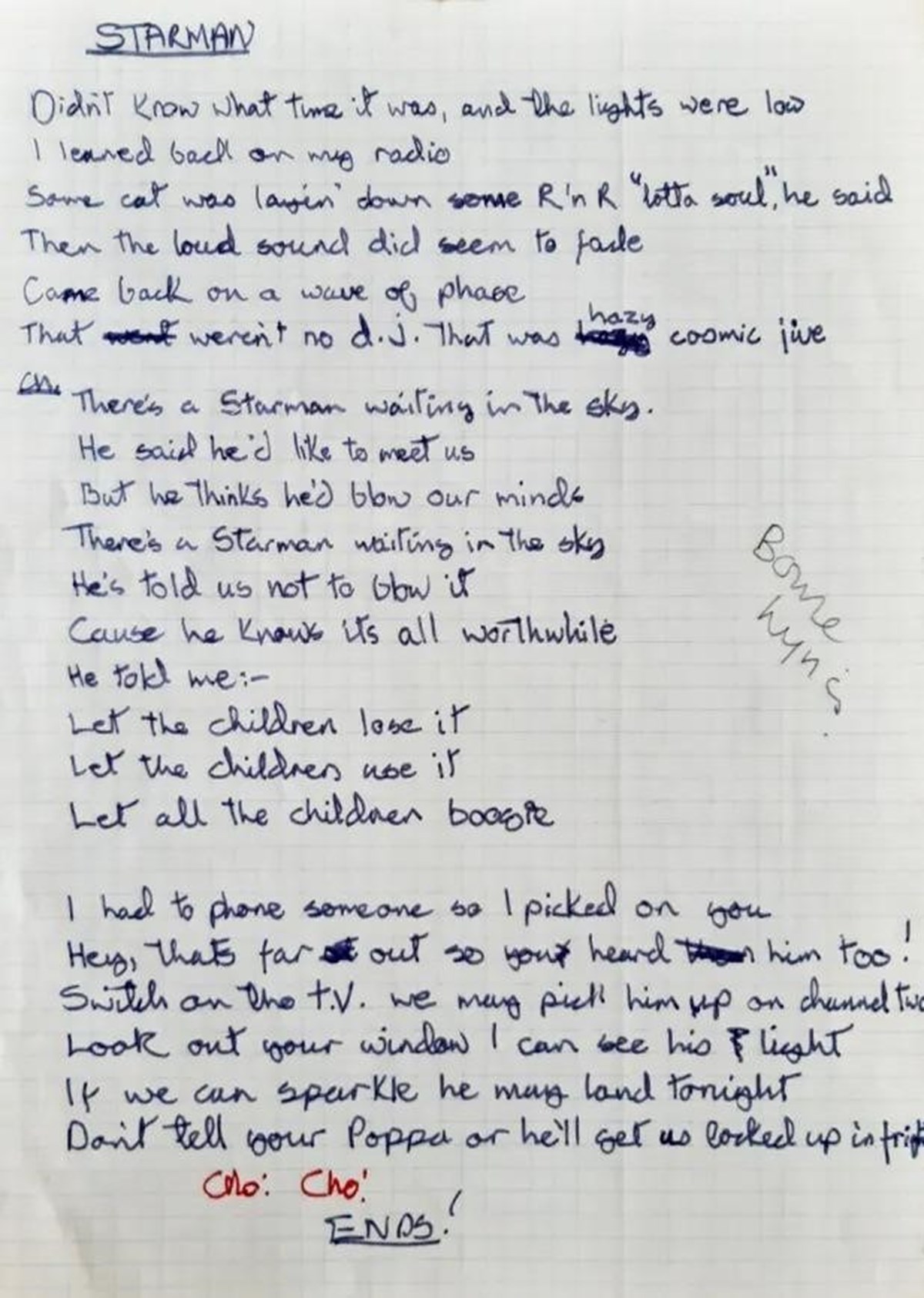 David Bowie'nin el yazısı şarkı sözleri açık artırmada beş kat fiyata satıldı - 1