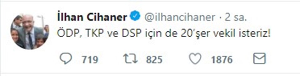 CHP'li Cihaner'den dikkat çeken tweet - 1