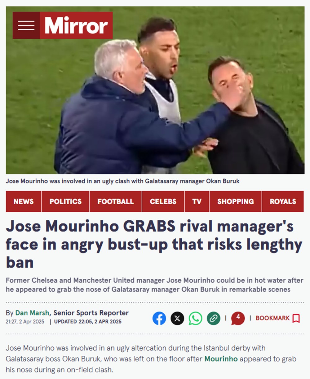 Mourinho'nun Okan Buruk'a hareketi dünya basınında - 7