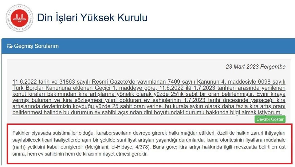 Din İşleri Yüksek Kurulu'ndan "kira artışı" fetvası - 1