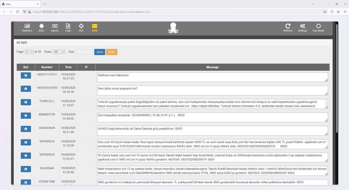 Operasyonda ayrıca, siber suç örgütünün mobil telefonlara yüklediği zararlı yazılımları yönetmek amacıyla kullandığı özel kontrol paneli de ele geçirildi