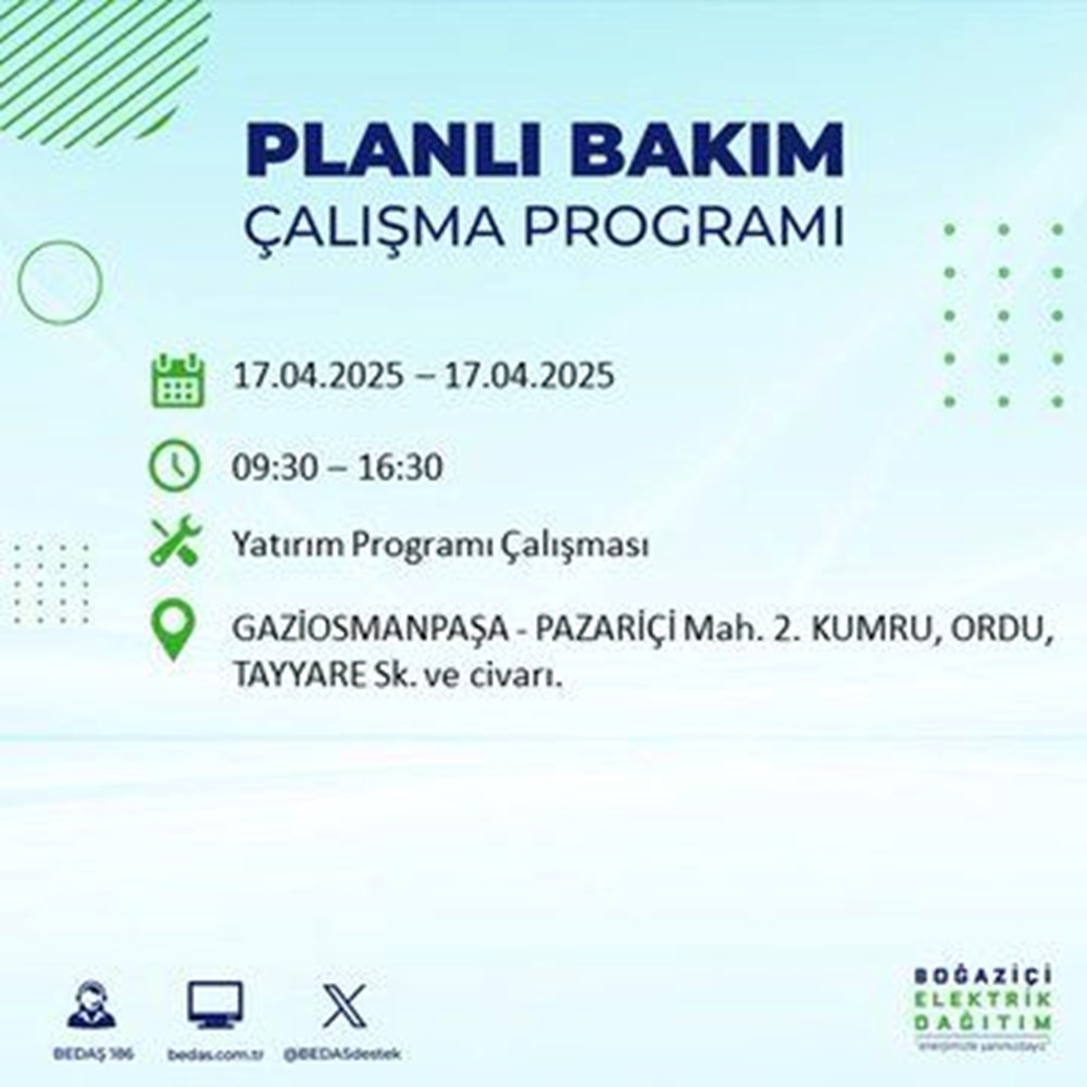 İstanbul'un 21 ilçesinde (Sultangazi, Şişli, Zeytinburnu...) elektrik kesintisi: Elektrikler ne vakit gelecek? 101 AZUITdHv5k2ufFapk79hOA