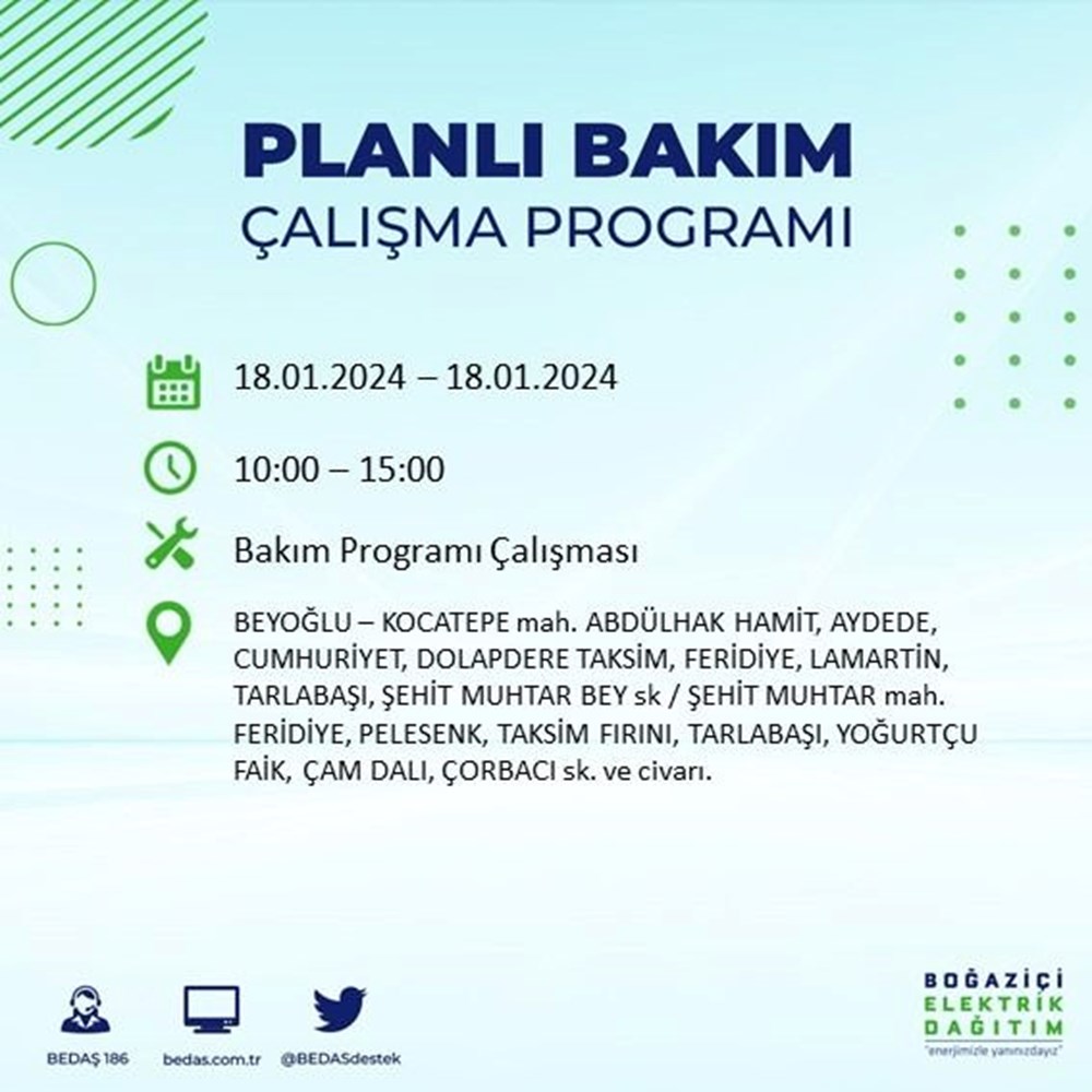 İstanbul'un 17 ilçesinde elektrik kesintisi: Elektrikler ne zaman gelecek? (18 Ocak BEDAŞ kesinti programı) - 16