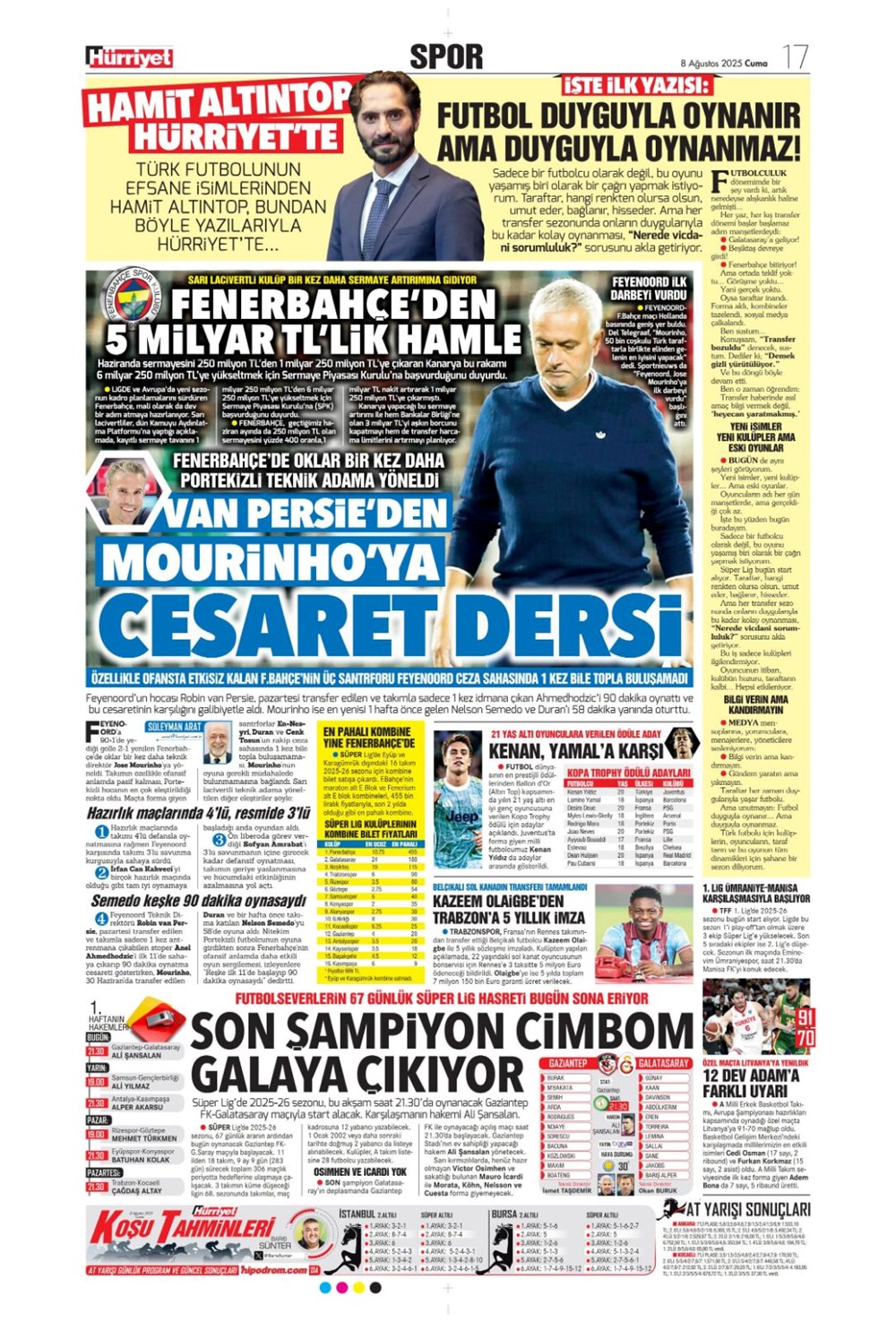 "Gidenin yeri dolmadı" (8 Ağustos spor manşetleri) - 9