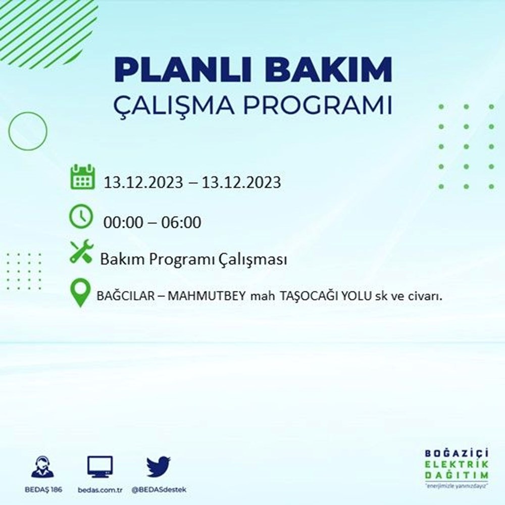 İstanbul'un 20 ilçesinde elektrik kesintisi: Elektrikler ne zaman gelecek? (13 Aralık BEDAŞ kesinti programı) - 6