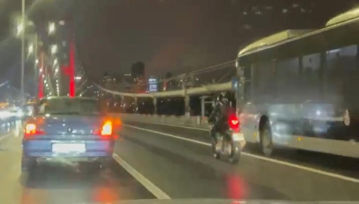 Motosikletlilere köprüde metrobüs perdesi