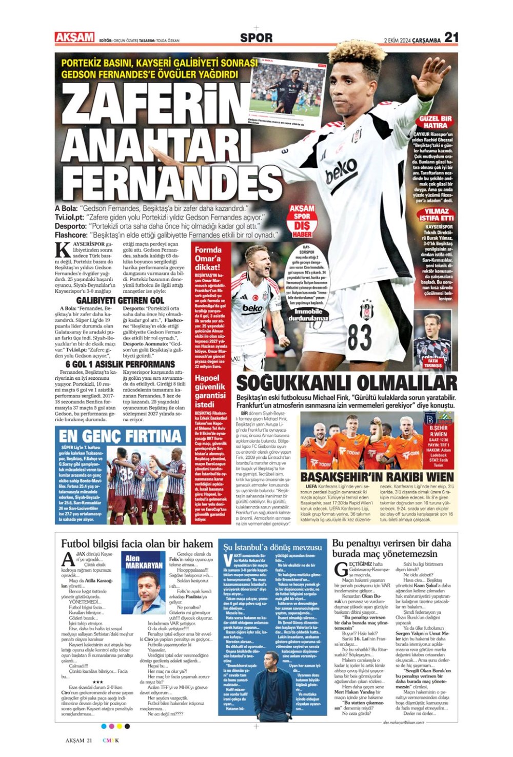 "Bir Mourinho klasiği" (2 Ekim 2024 spor manşetleri) - 3