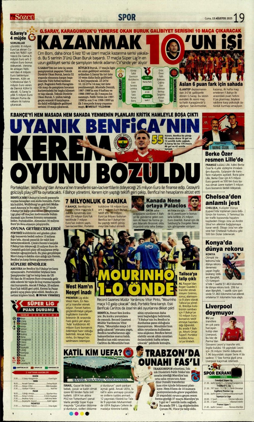 "Kabustan zafere" (15 Ağustos spor manşetleri) - 19