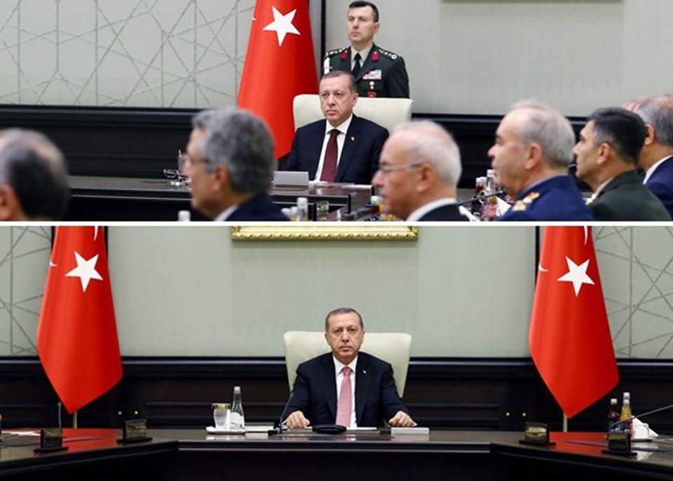 Önceki MGK'ya ilişkin fotoğraflarda başyaver Ali Yazıcı, Erdoğan'ın başında görülüyordu. Ancak Yazıcı'nın darbe soruşturmasında gözaltına alınmasından sonra, toplantıdan paylaşılan fotoğraflarda Erdoğan'ın arkasında yaver bulunmadı.
