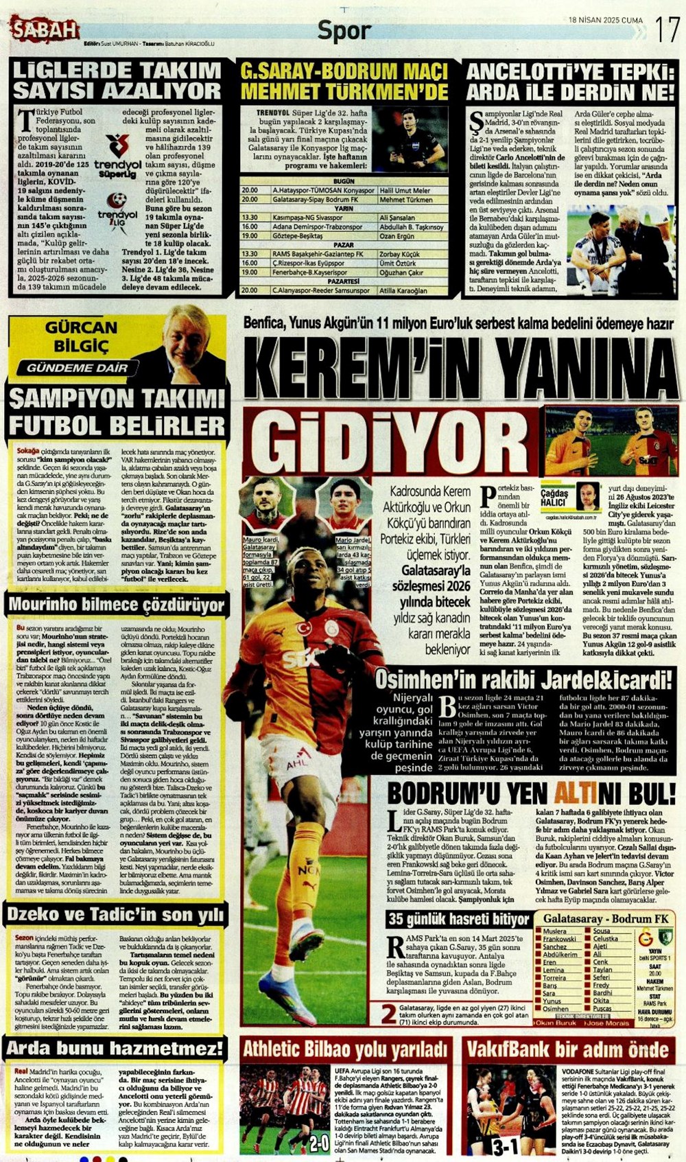 "Kolo Muani bombası" (18 Nisan 2025 spor manşetleri) - 25