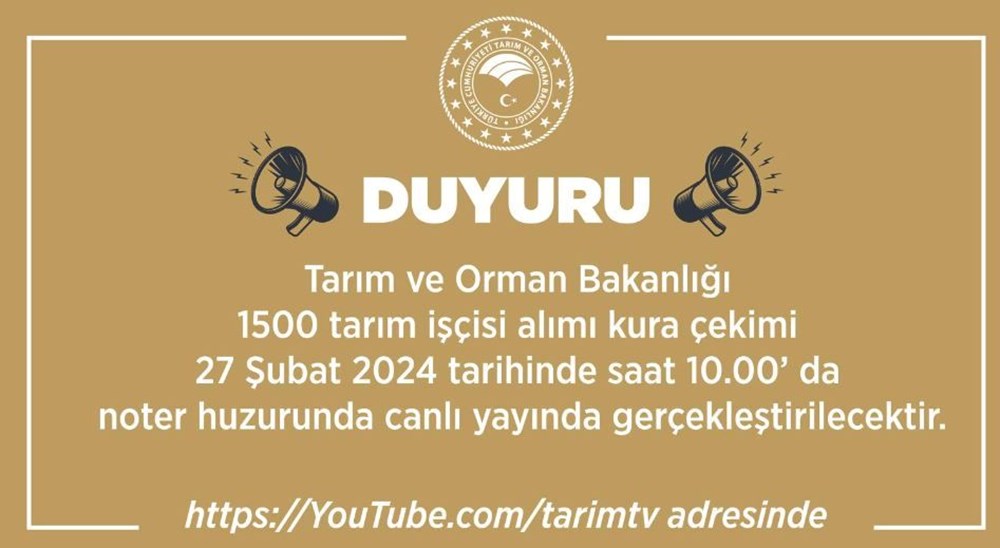 Tarım ve Orman Bakanlığı 1500 işçi alımı kurası başladı  (Tarım Tv İşçi alımı canlı kura ekranı) - 3