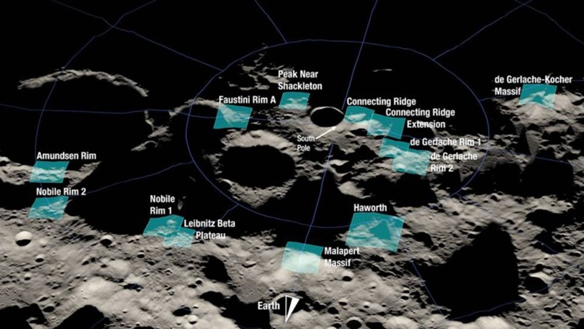 Artemis III için belirlenen iniş yerleri  (Fotoğraf: NASA)