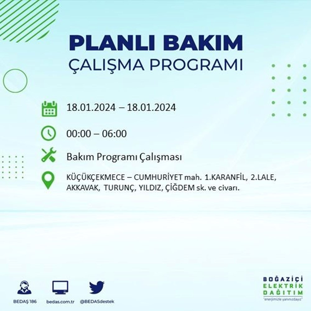 İstanbul'un 17 ilçesinde elektrik kesintisi: Elektrikler ne zaman gelecek? (18 Ocak BEDAŞ kesinti programı) - 35