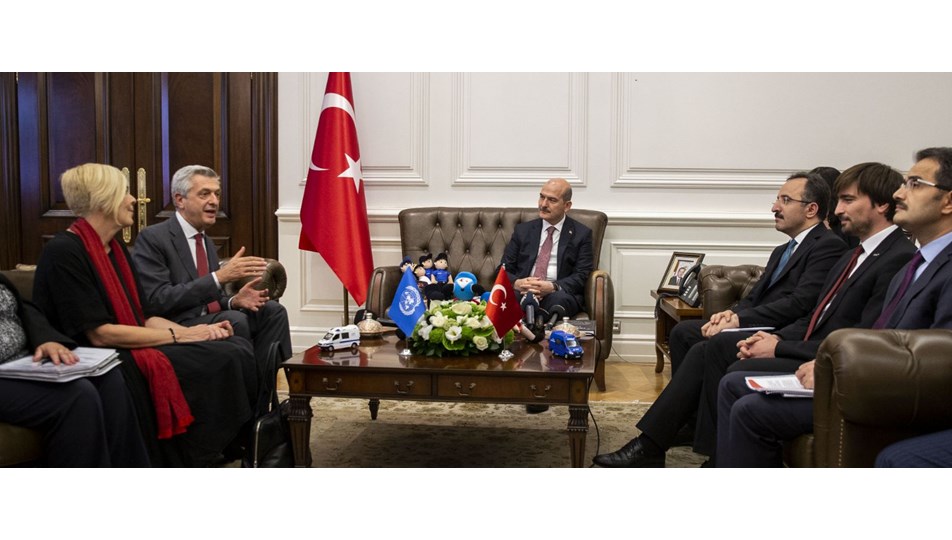 Bakan Soylu, BM Mülteciler Yüksek Komiseri Grandi'yi kabul etti