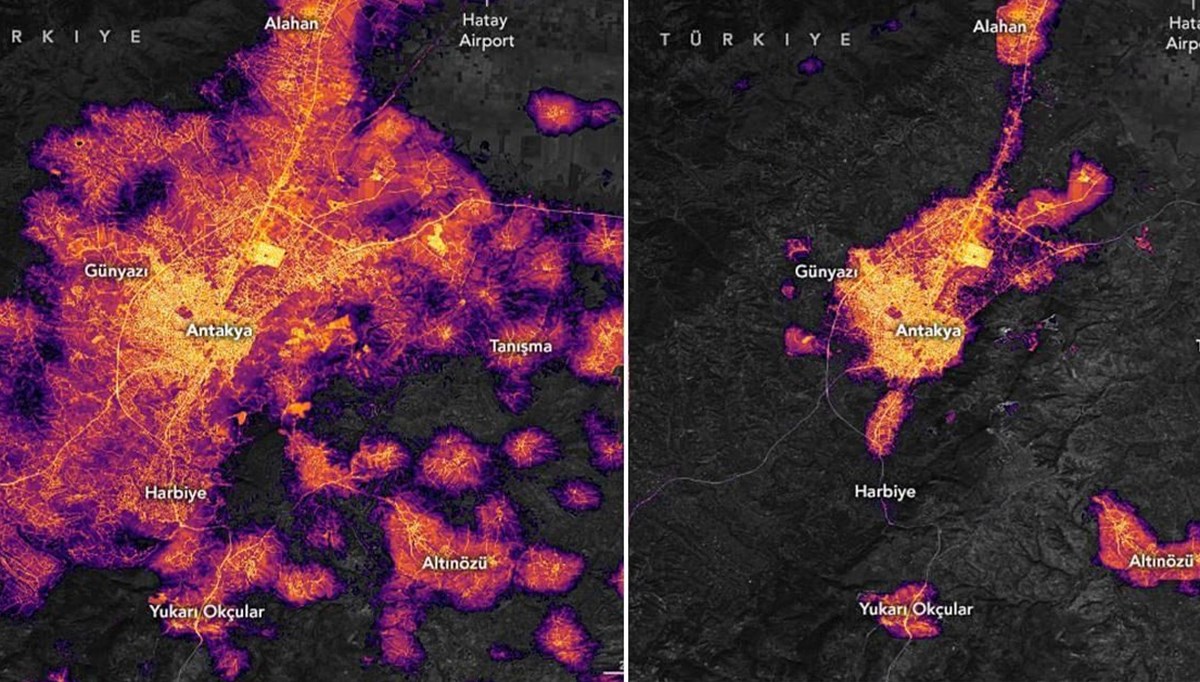 NASA'nın verileriyle acı tablo: Hatay'ın depremden önceki ve sonraki hali