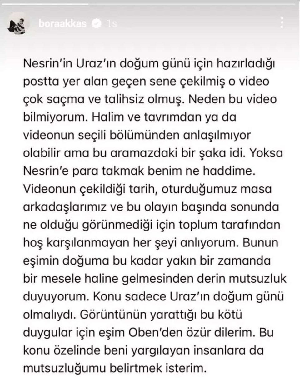 Bora Akkaş Nesrin Cavadzade'li video sonrası hamile eşinden özür diledi - 2