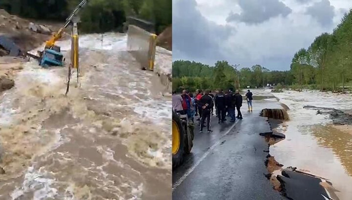 Kırklareli'nde şiddetli yağış: Dereler taştı, yollar kapandı