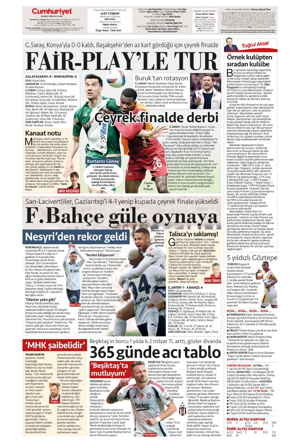 "Çeyrek finalde derbi var" (28 Şubat 2025 spor manşetleri) - 16