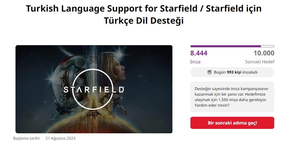 Oyunseverler imza topluyor: Starfield'da Türkçe dil desteği olacak mı? - 1