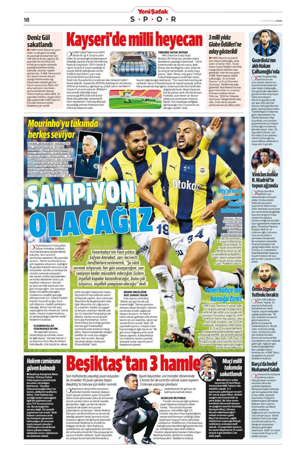 "Fener'e yıldız yağmuru" (15 Kasım 2024 spor manşetleri) - 14