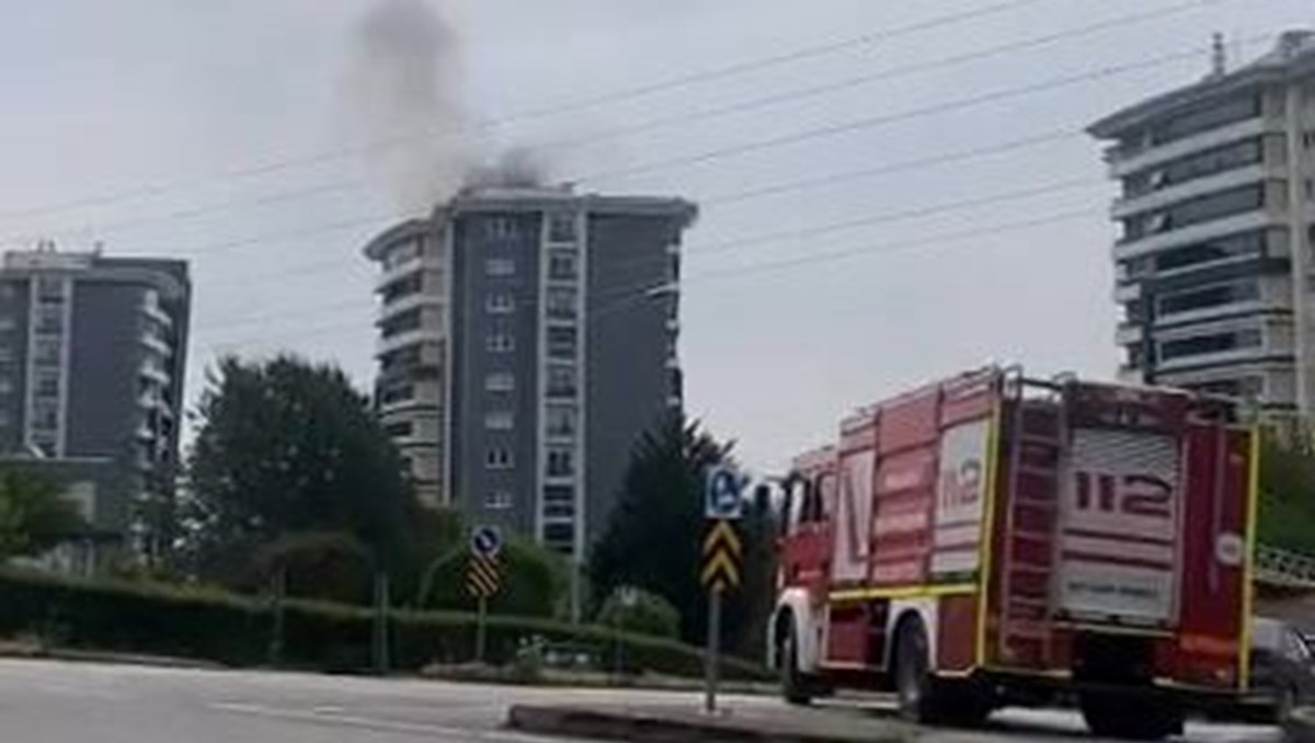 16 katlı binada yangın paniği 16 katlı binada yangın paniği