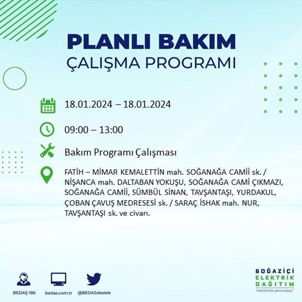 İstanbul'un 17 ilçesinde elektrik kesintisi: Elektrikler ne zaman gelecek? (18 Ocak BEDAŞ kesinti programı) - 27