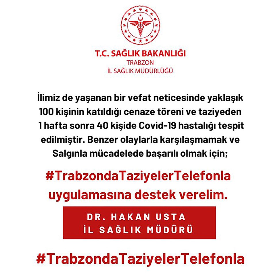 Trabzon'da cenazeye katılan 100 kişiden 40’ının Covid-19 testi pozitif çıktı - 1
