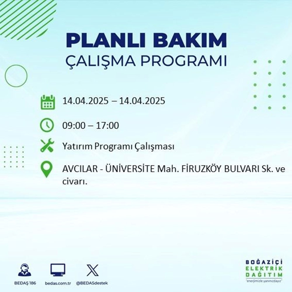 İstanbul'un 23 ilçesinde elektrik kesintisi: Elektrikler ne vakit gelecek? 9 saat sürecek (14 Nisan BEDAŞ kesinti programı) 80 BpCX6dAG4EWw532 AHGapQ