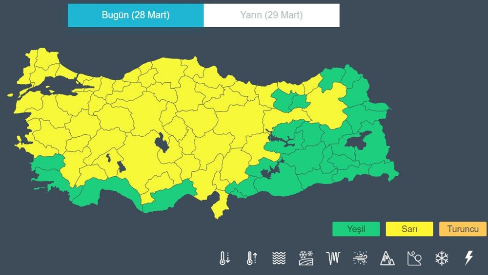 54 il için sarı kodlu uyarı (Meteoroloji'den haftalık hava durumu raporu) - 5