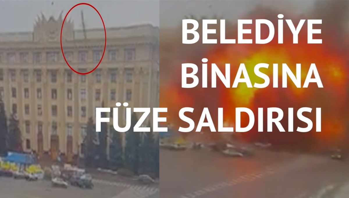 İşte belediye binasının füzeyle vurulduğu an