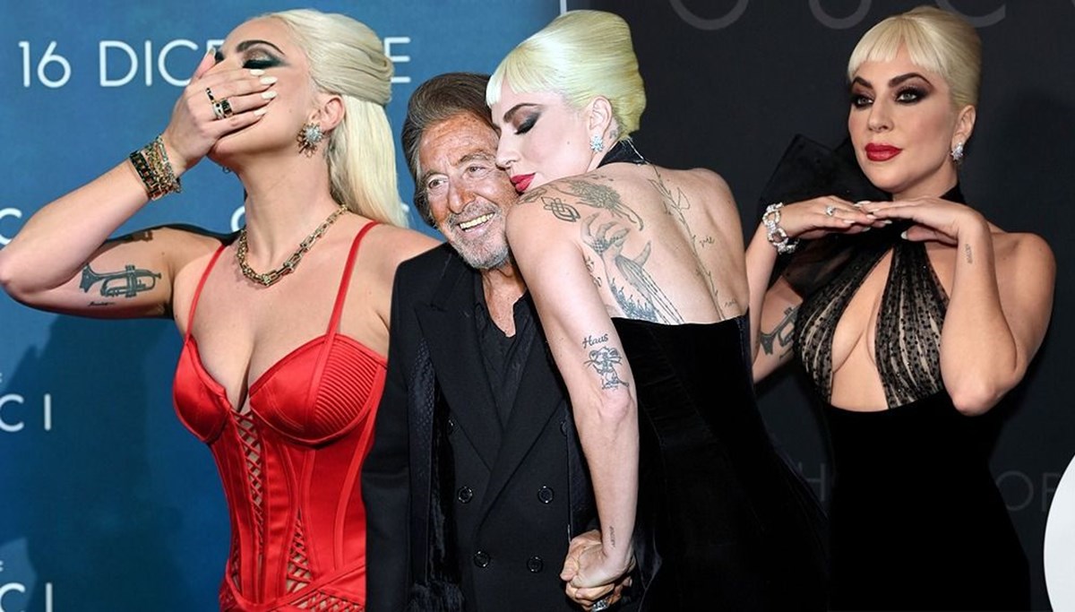 Lady Gaga kırmızı halıya fare dövmesiyle damga vurdu