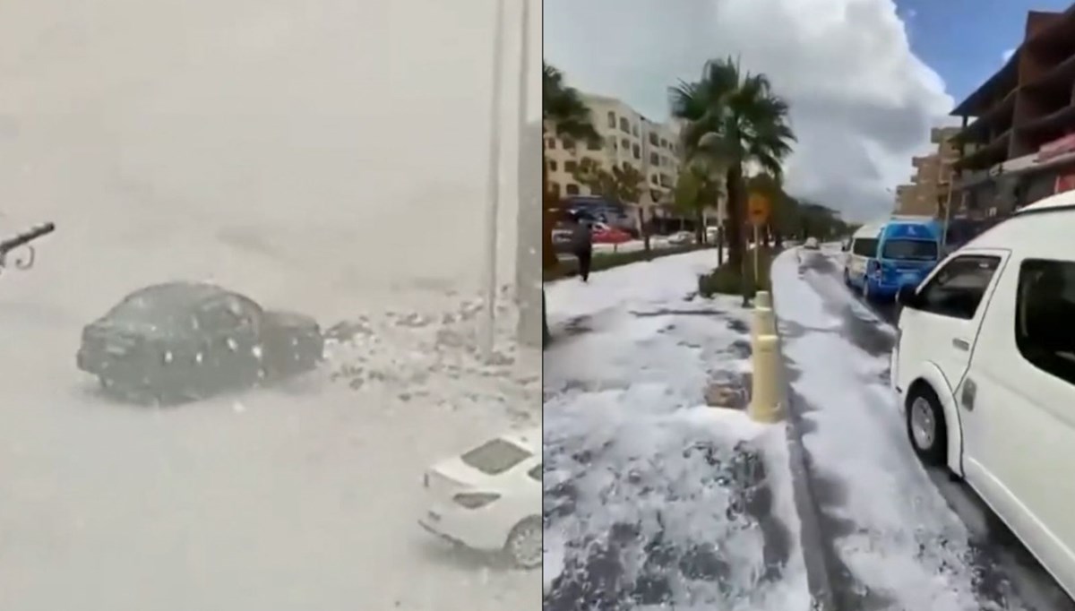 Mısır’da dolu sürprizi: Plaj turizmiyle ünlü kent bu hale geldi